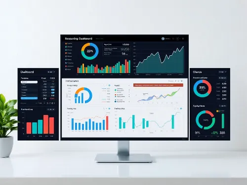Modern accounting software dashboard with charts and graphs